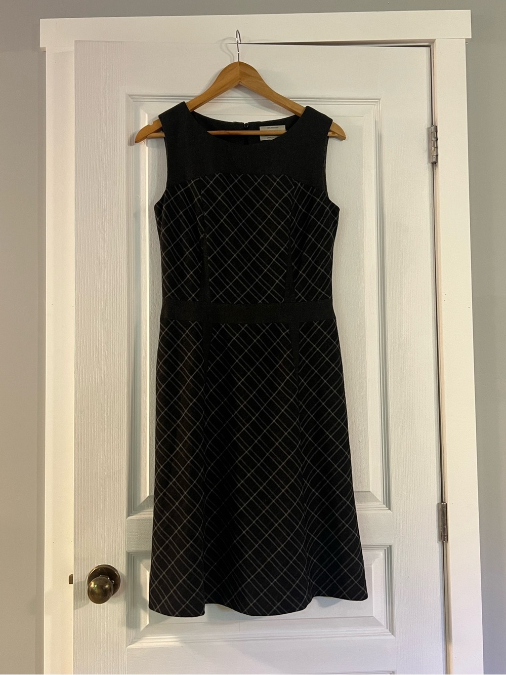 Veronika Maine Plaid Grey Corporate Pinafore Style Dress